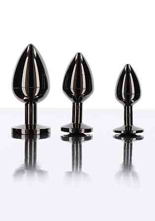 Анальная металлическая пробка M с черным камнем Butt Plug With Diamond Jewel Taboom Sex Aura Киев