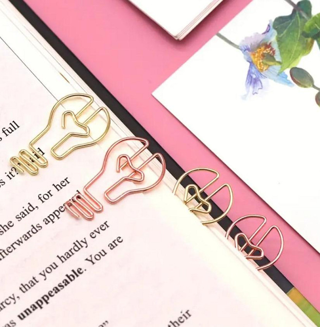 Креативні скріпки у формі лампочки | Набір 10 шт | Кольорові металеві скріпки для документів, нотато Київ - фото 5