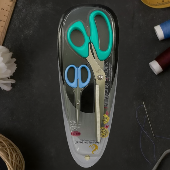 Ножиці кравецькі з нержавіючої сталі з пластиковою ручкою для шиття, набір ножиць 2в1, зеленого кольору Кам'янець-Подільський