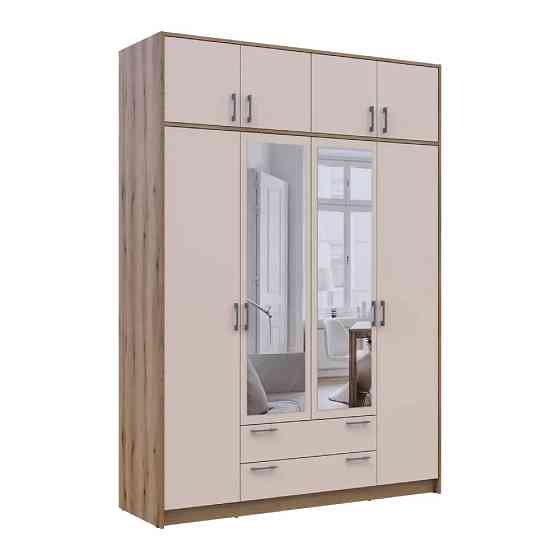 Шкаф для одежды Doros Ронди с антресолью и зеркалом Дуб Артизан/Кашемир 4ДСП 160х52х236 DRS-011680 (80737831) Львов