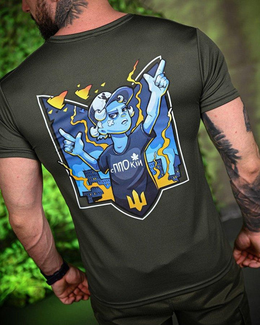 Тактическая потоотводящая футболка принт олива мужская сППОкій 56 Одесса - изображение 2