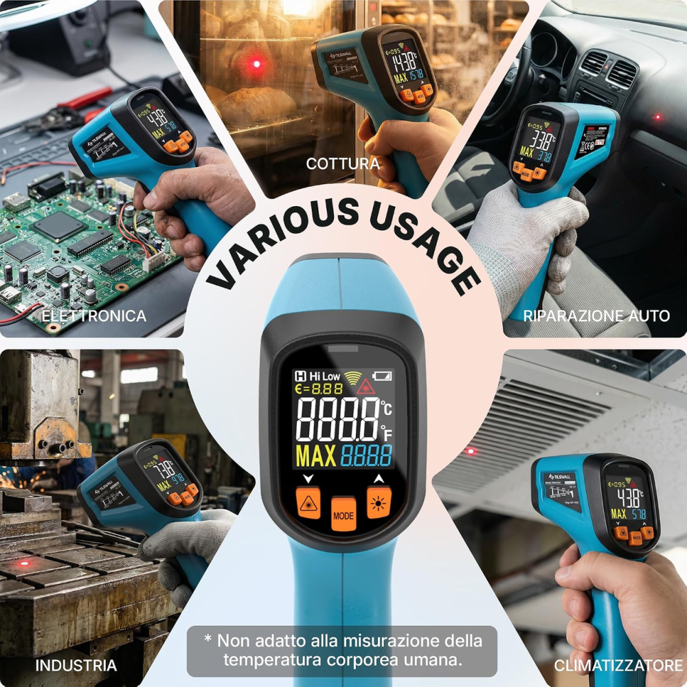Инфракрасный пирометр Tilswall W301 -50…+600°C, лазерный термометр 12:1, LCD, регулируемая эмиссия Киев - изображение 9