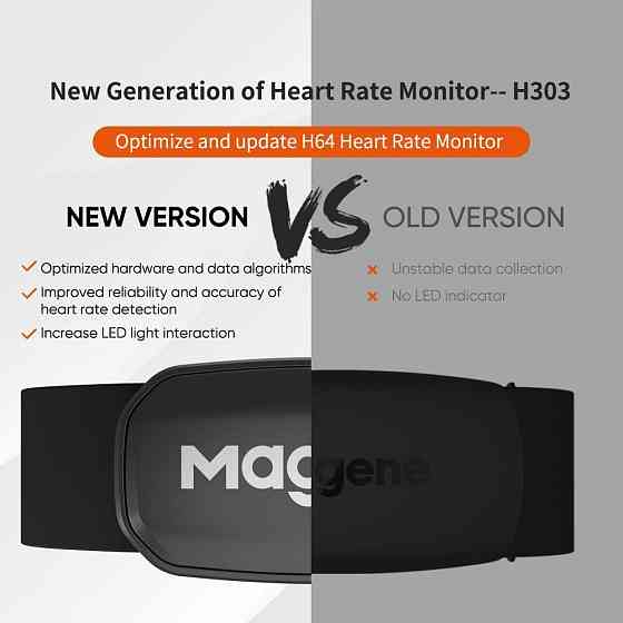Монитор сердечного ритма Magene, пульсомер нагрудный ремень ANT Bluetooth с LED-индикатором для iOS, Android Киев