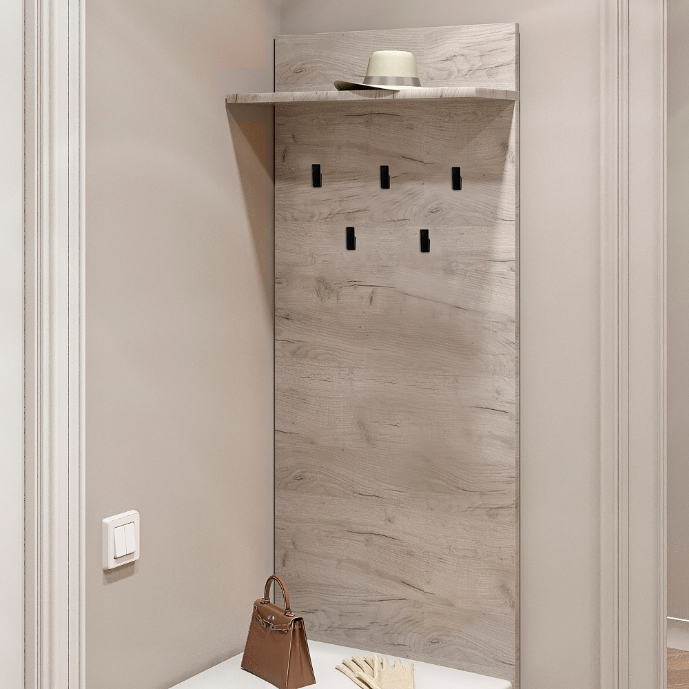 Вешалка на стену Эверест Соната-600 60х130 см дуб крафт белый (DTM-2727) Львов - изображение 1