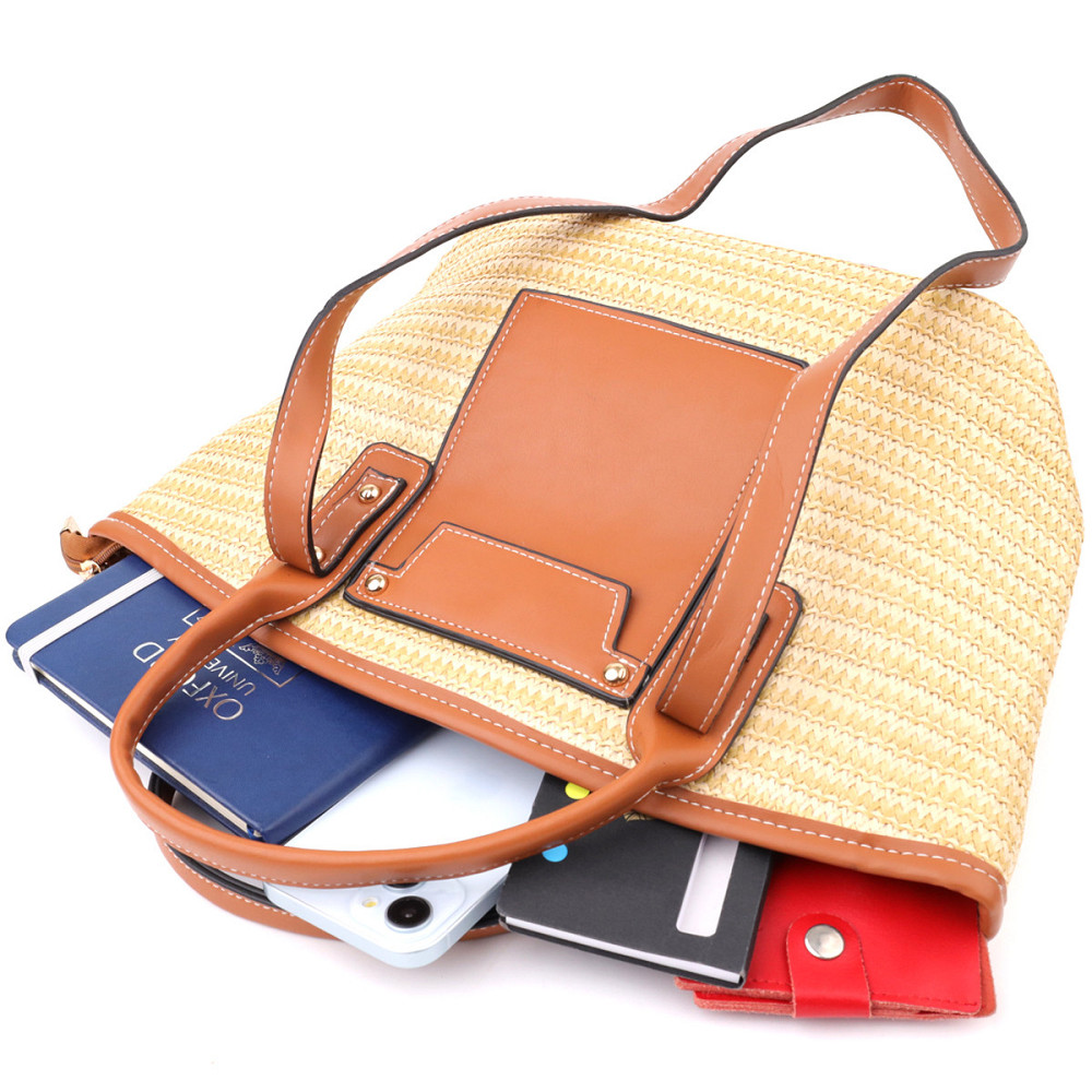 Містка жіноча сумка на літо з якісного текстилю Vintage sale_15137 Коричневий Київ - фото 6