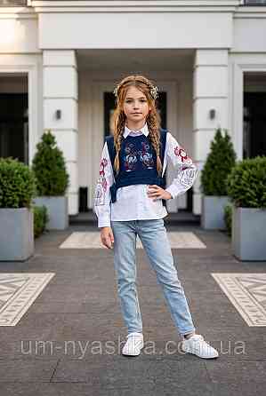 Белая рубашка + жилетка с вышивкой 134-152 Кривой Рог