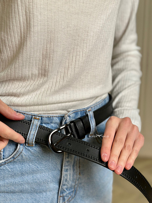 Класичний чорний ремінь 7096 Кам'янське - фото 3