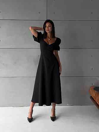 Жіноче романтичне приталене мідіплаття Чорне Одеса