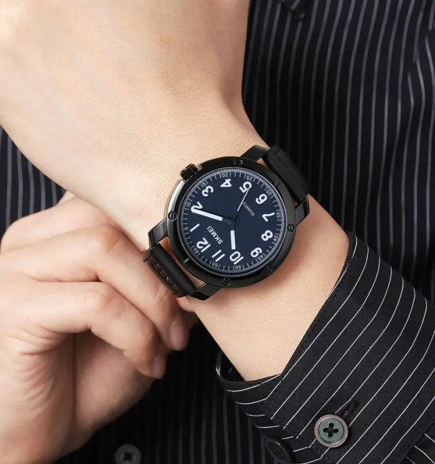 Классические наручные мужские часы Skmei 1987 Черны с синим Винница - изображение 5