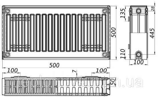 Радиатор стальной панельный KALITE 22 бок 500x500 Черновцы