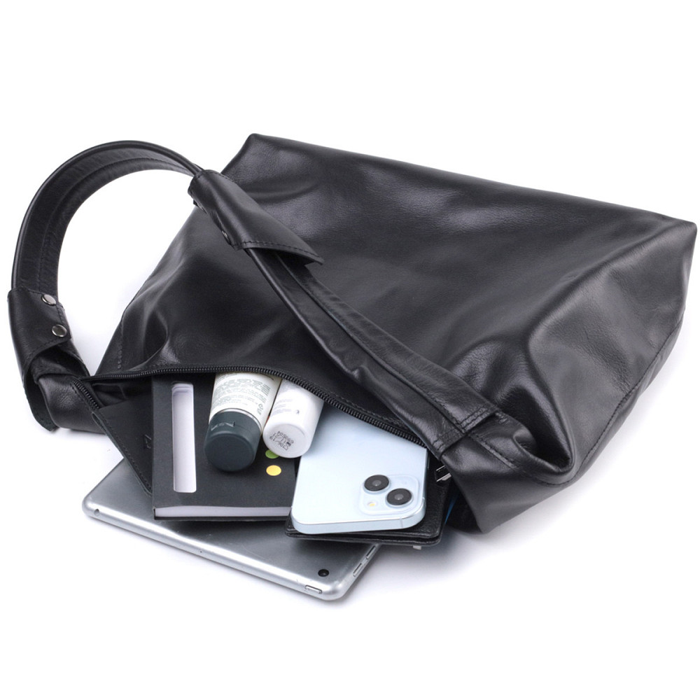 Практичная женская сумка на плечо из гладкой натуральной кожи Shvigel 22828 Черная Киев - изображение 8