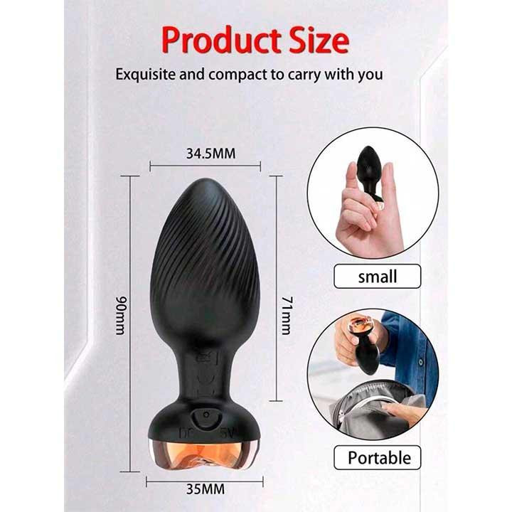 Силіконовий анальний корок із вібрацією Rose з Д/К 3,5*9 см. Чорний — Анальні іграшки Вінниця - фото 4