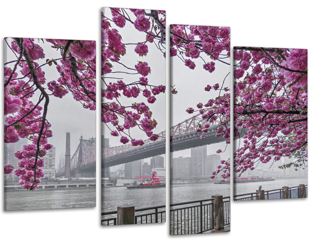 Модульна картина в спальню, вітальню Сакура Квіти на Набережній Art-615_4 110x160 см Київ - фото 1
