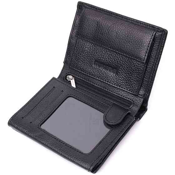 Вертикальный кошелек для стильных мужчин из натуральной кожи ST Leather 22464 Черный Киев
