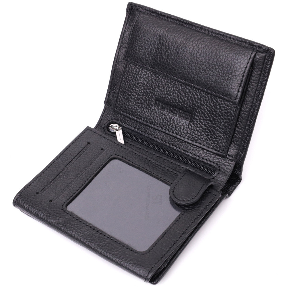 Вертикальный кошелек для стильных мужчин из натуральной кожи ST Leather 22464 Черный Киев - изображение 5