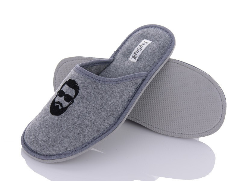 Сірі капці чоловічі кімнатні "Бородач" повстяні із закритим носком Тапки на тихому ходу повномірні 45 Одеса - фото 1