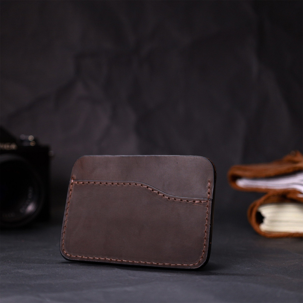 Зручний картхолдер з утримувачем для Apple AirTag з натуральної шкіри GRANDE PELLE 11612 Коричневий Київ - фото 3