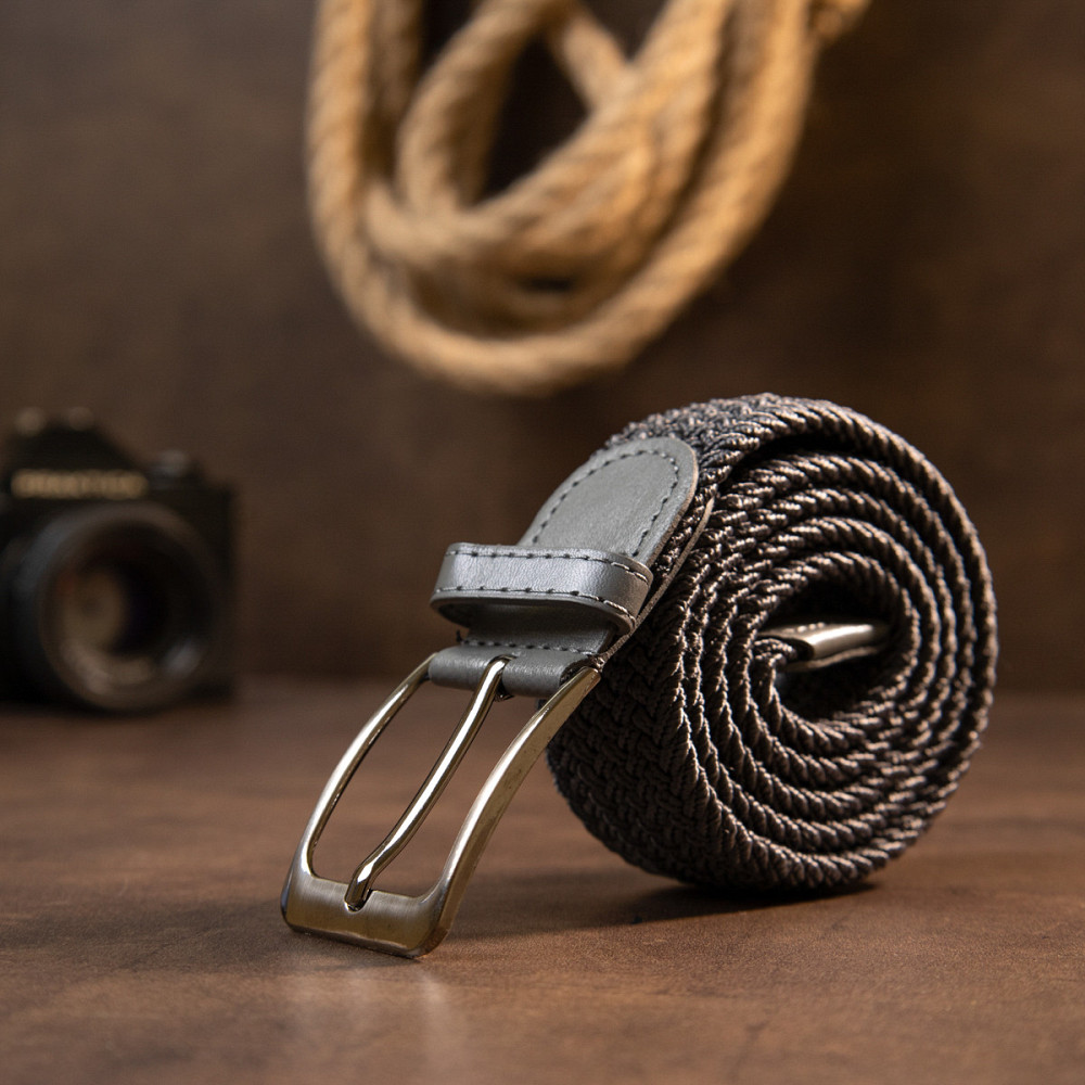 Текстильний чоловічий ремінь класика Сірий (Vintage) Київ - фото 3