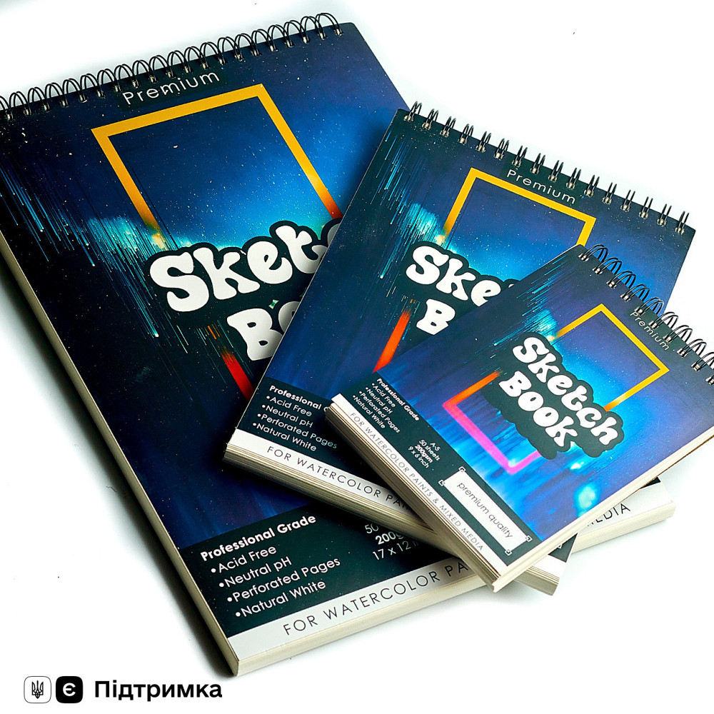 Скетчбук с акварельной бумагой  А5  200 г\м2 для скетчинга для рисования, альбом 50 листов Каменец-Подольский - изображение 1