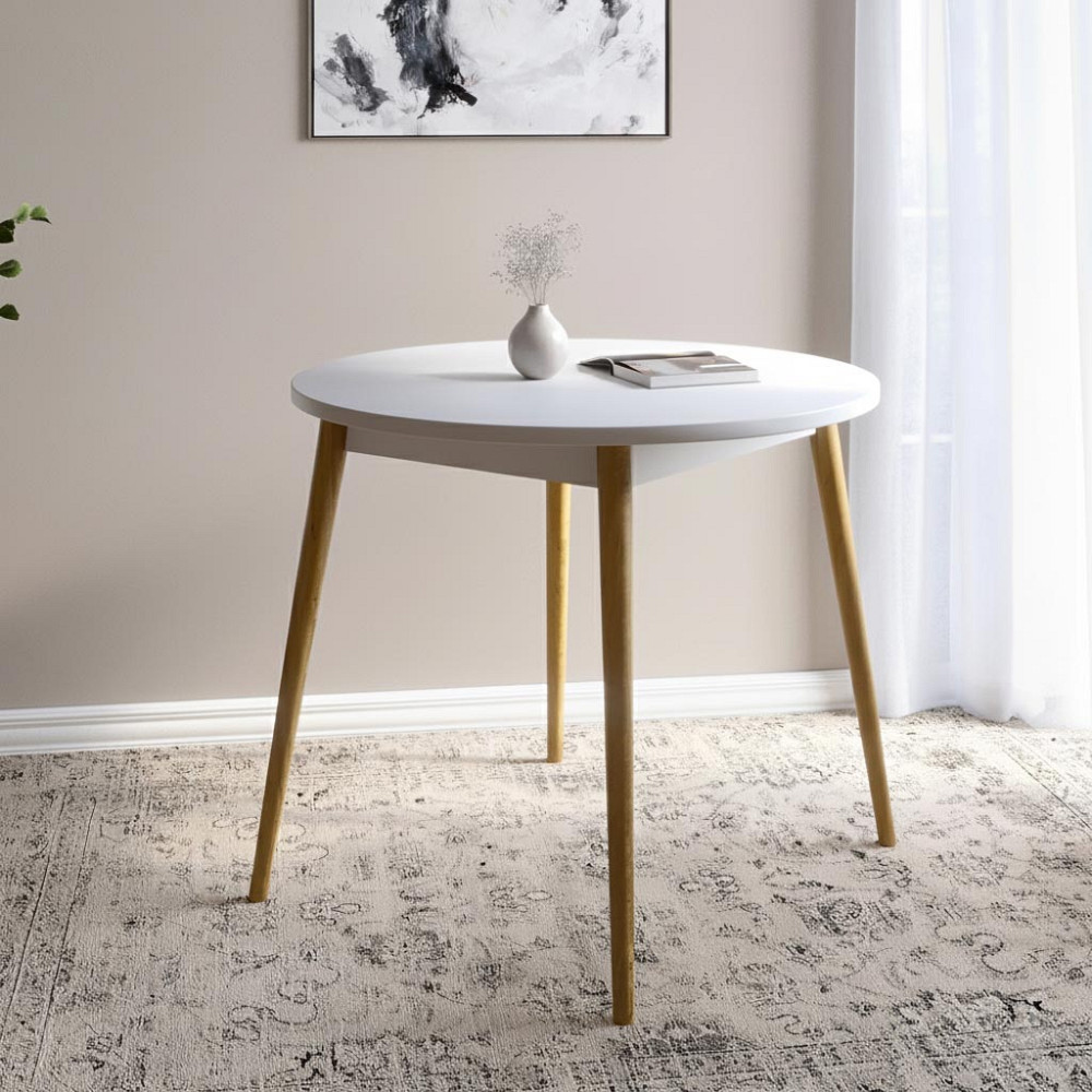 Обеденный стол круглый LION Маями-1 деревянные ножки Нимфея Альба (белый) (LION-041002) Днепр - изображение 8