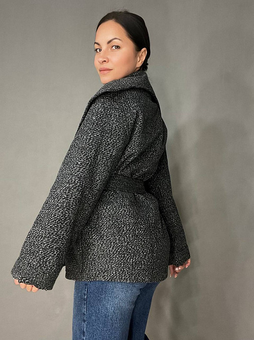 Жакет жіночий LADY YEP 8081 пальто оверсайз накладні кишені пояс має підклад сірий, сірий, XL Одеса - фото 9