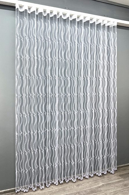 Тюль VR-Textil 2016т Фатин с вышивкой и люрексом Холодный белый 300х270 см (42-1141) Киев - изображение 3