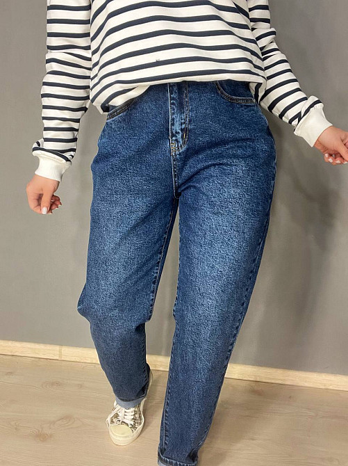 Джинсы женские Ladyn 749 MOM jeans большие размеры резинка на талии по спине стрейчевые синие, синий, З2, 32, 86 см, 116 см Киев - изображение 18