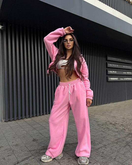 Женский стильный и теплый флисовый костюм двойка Розовый Одесса - изображение 5