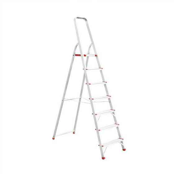 Драбина алюмінієва, 7 сходинок, висота: 2005 мм, висота до платформи: 1500 мм, 150 кг INTERTOOL LT-1007 Київ