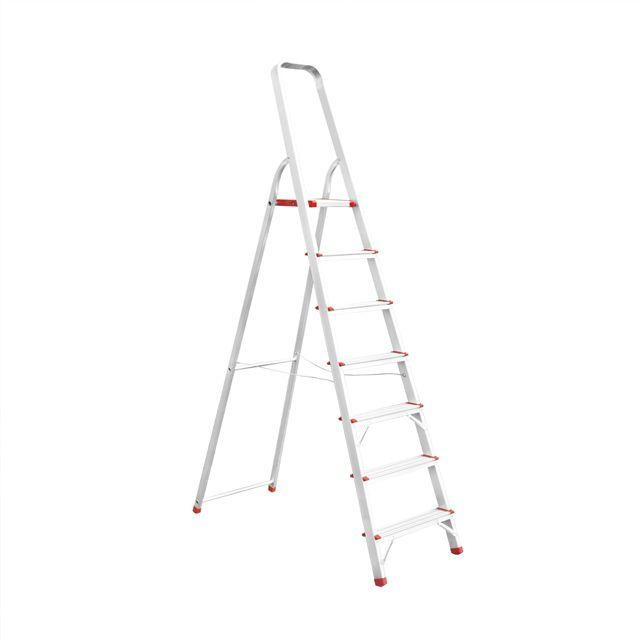 Драбина алюмінієва, 7 сходинок, висота: 2005 мм, висота до платформи: 1500 мм, 150 кг INTERTOOL LT-1007 Киев - изображение 1
