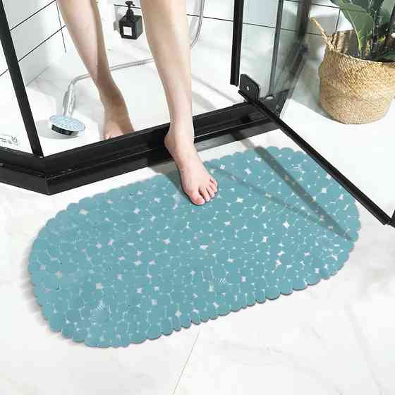 Силіконовий килимок для ванни та душу Bathlux овальної форми, нековзний, люкс якість 69 х 35 см Бірюзовий Кам'янець-Подільський