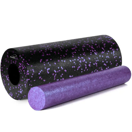 Масажний набір PowerPlay PP_4015 EPP Foam Roller Set 4in1 (2-ва роли + 2-ва м'ячі) Чорно-Фіолетовий Кам'янське