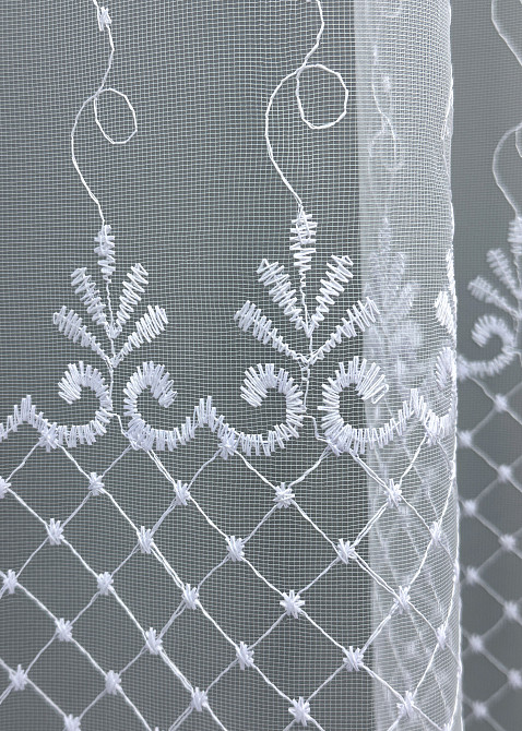 Тюль фатин з вишивкою колір холодний білий 1731т Київ - фото 4