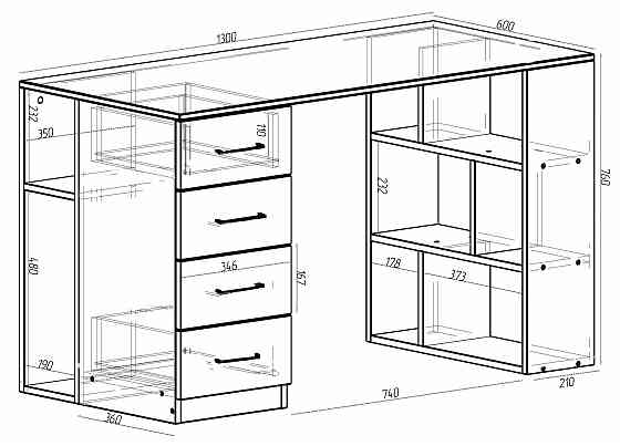 Стіл письмовий Tetris Т-8, Дуб Крафт Білий, 1300/600/760 Львів