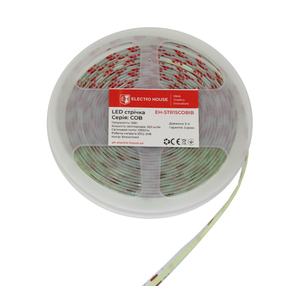 LED стрічка 10Вт 24В  COB  320 діодів, блакитний, серія COB, гарантія 3 роки Дніпро - фото 3