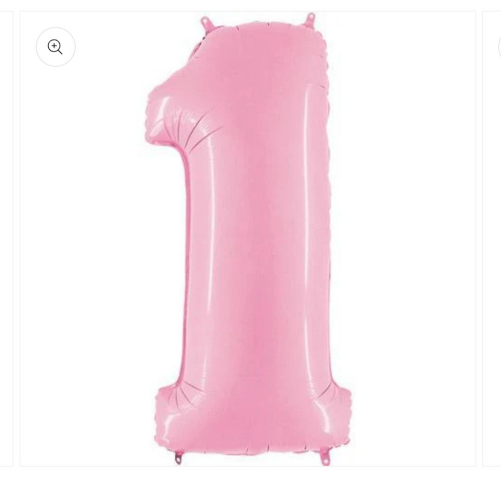 Цифра фольгированная 1 розовая 40