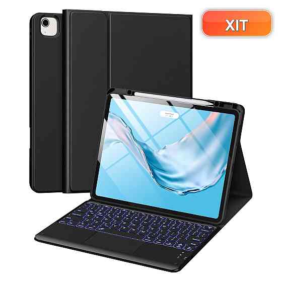Чохол з клавіатурою кейс Harvopu for iPad Air 13 і Pro 12.9 Чорний мультитач трекпад 7 кольорів підсвітка магнітна клавіатура Київ