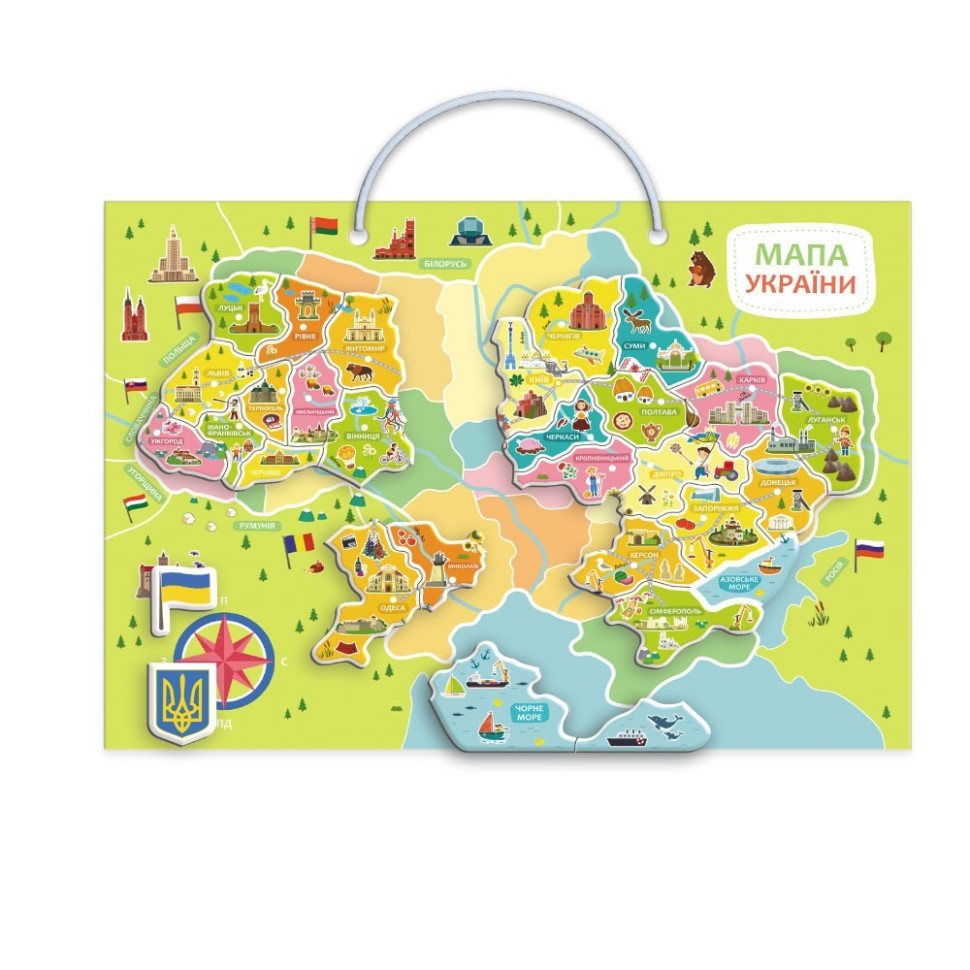 Розвиваюча гра "Магнітна мапа України" 200268 30 магнітних елементів Вінниця - фото 2