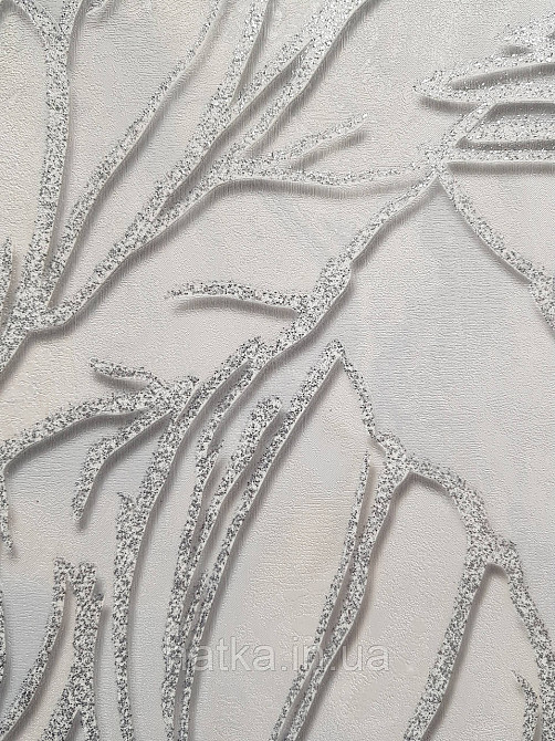 Обои виниловые на флизелине метровые Sintra Edelina листья серебристые на сером Киев - изображение 2