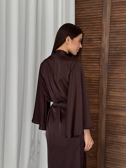 Жіночий довгий шовковий халат Брауни S/M Харьков - изображение 2