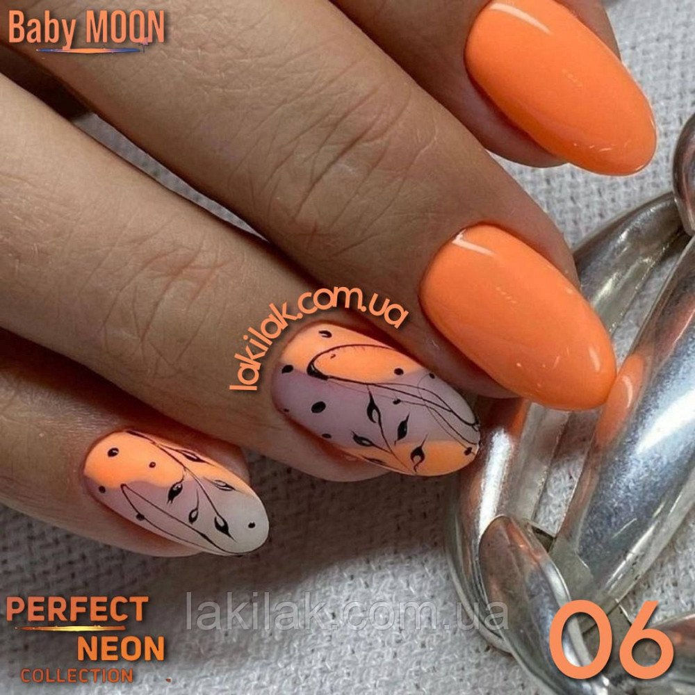 Гель-лак BABY MOON Perfect Neon №06 помаранчево-лососевий, 6 мл Херсон - фото 1