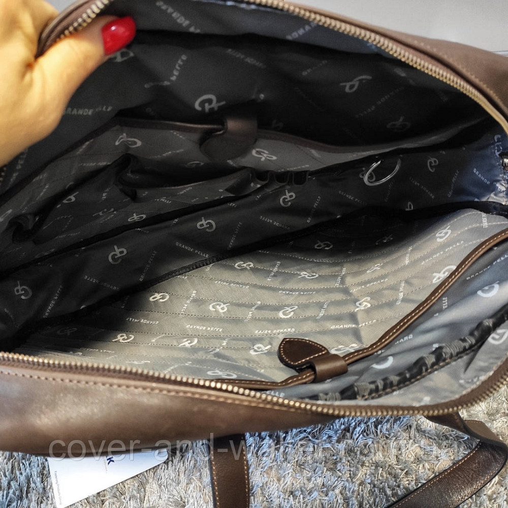 Элитная кожаная сумка для ноутбука и документов коричневого цвета GRANDE PELLE 11442 Киев - изображение 4