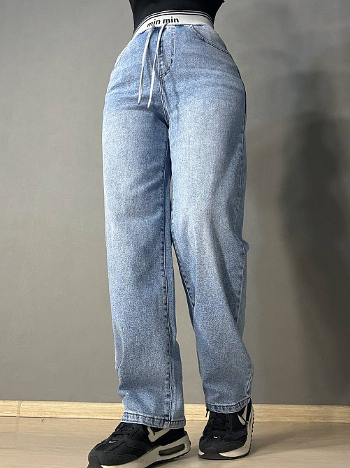 Джинси жіночі Vanver 258 MOM skater jeans талія на резинці банани блакитні, блакитний, 30, 30, 82 см, 108 см Київ - фото 5