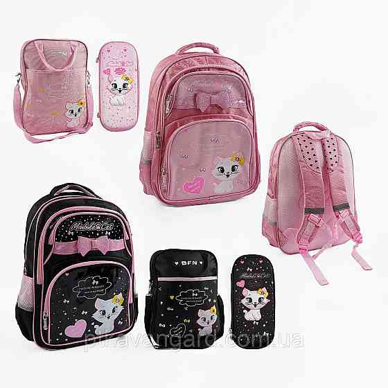 Рюкза школьный 3в1 (2 отделения, сумка для обуви, пенал, 31х12.5х44 см, 2 цвета) для девочки Хмельницкий