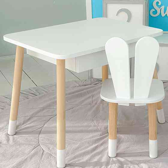 Дитячий столик з висувним ящиком 46х60х45, стіл для дівчинки з нішею, рожевий Київ