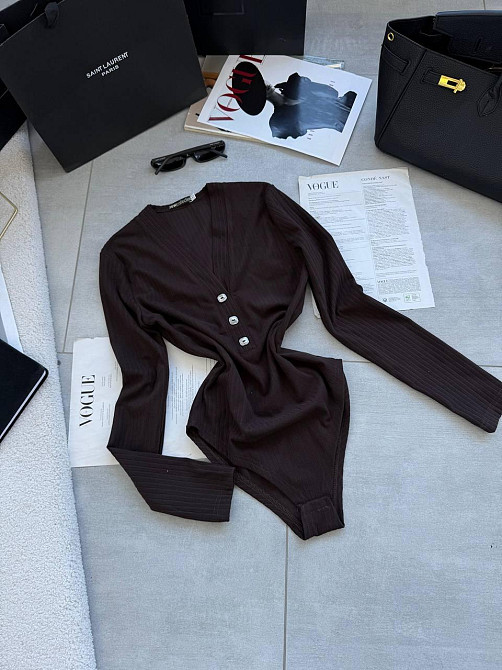 Женское теплое базовое боди из ангоры рубчик Шоколад, 48/50 Одесса - изображение 4