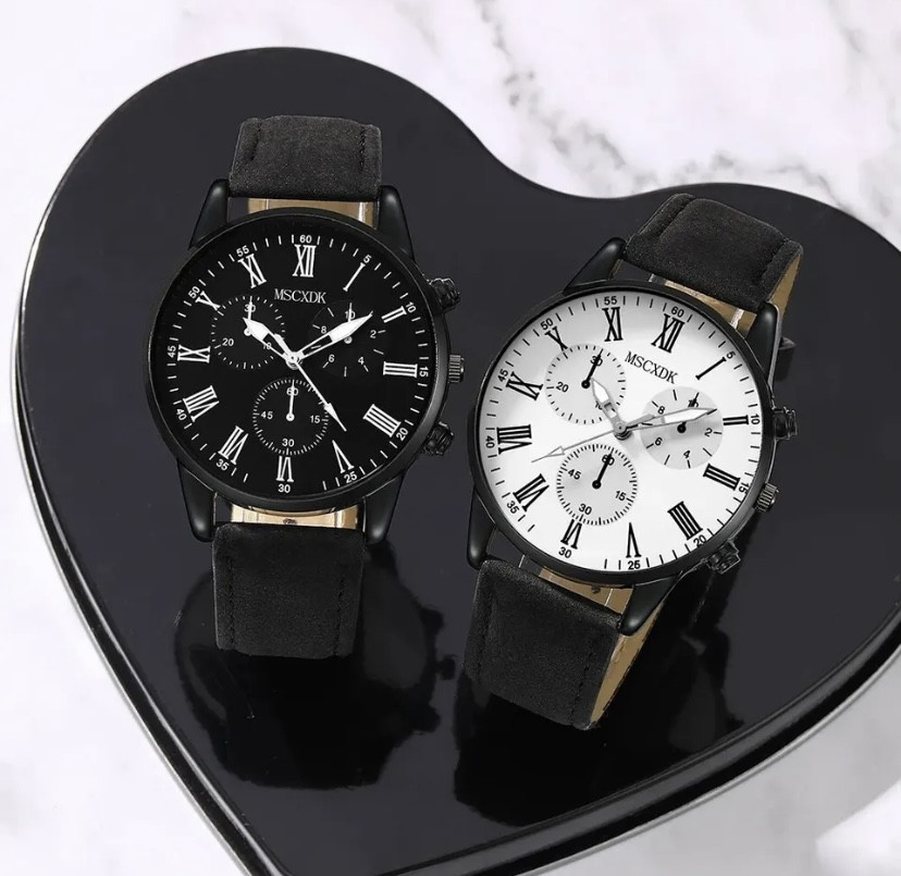 Подарочный набор для мужчин и женщин: 2 парные часы, - диам. 4см, длин 22см, шир. рем. 2см черный Киев - изображение 5