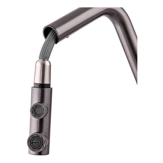 Кухонный смеситель Zerix LUX-024 Graphite с выдвижной лейкой из нержавеющей стали на две воды (ZX5557) Харьков