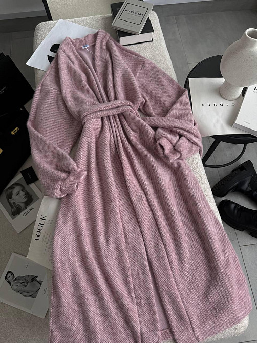 Жіночий затишний оверсайз кардиган з поясом альпака Одеса - фото 11