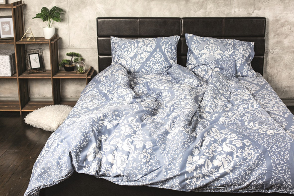 Ecotton Комплект постільної білизни Ecotton полуторний 150х215 см Орнамент блакитний Коломия - фото 1